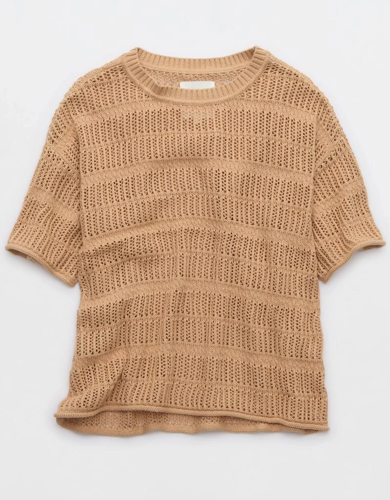 Aerie Aerie Crochet Oversized Short Sleeve Sweater 3