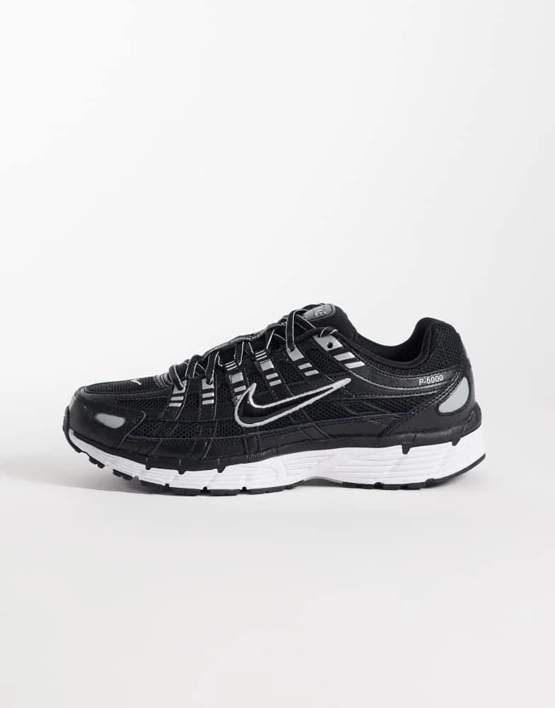 NIKE Nike P-6000 trainers in black, white and metallic silver