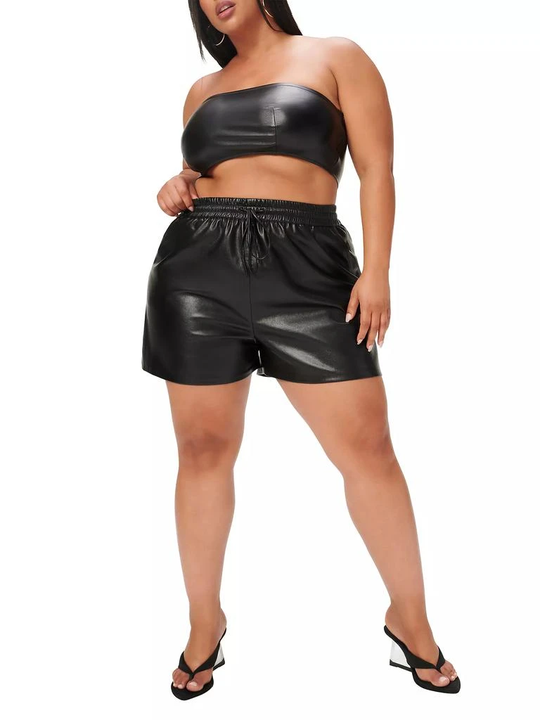 Good American Better Than Leather Drawstring Shorts 3