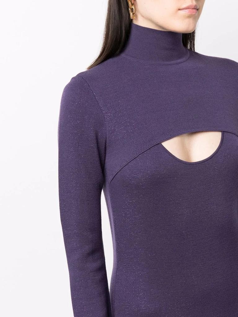 Salvatore Ferragamo Ferragamo Lamé Wool Midi Dress