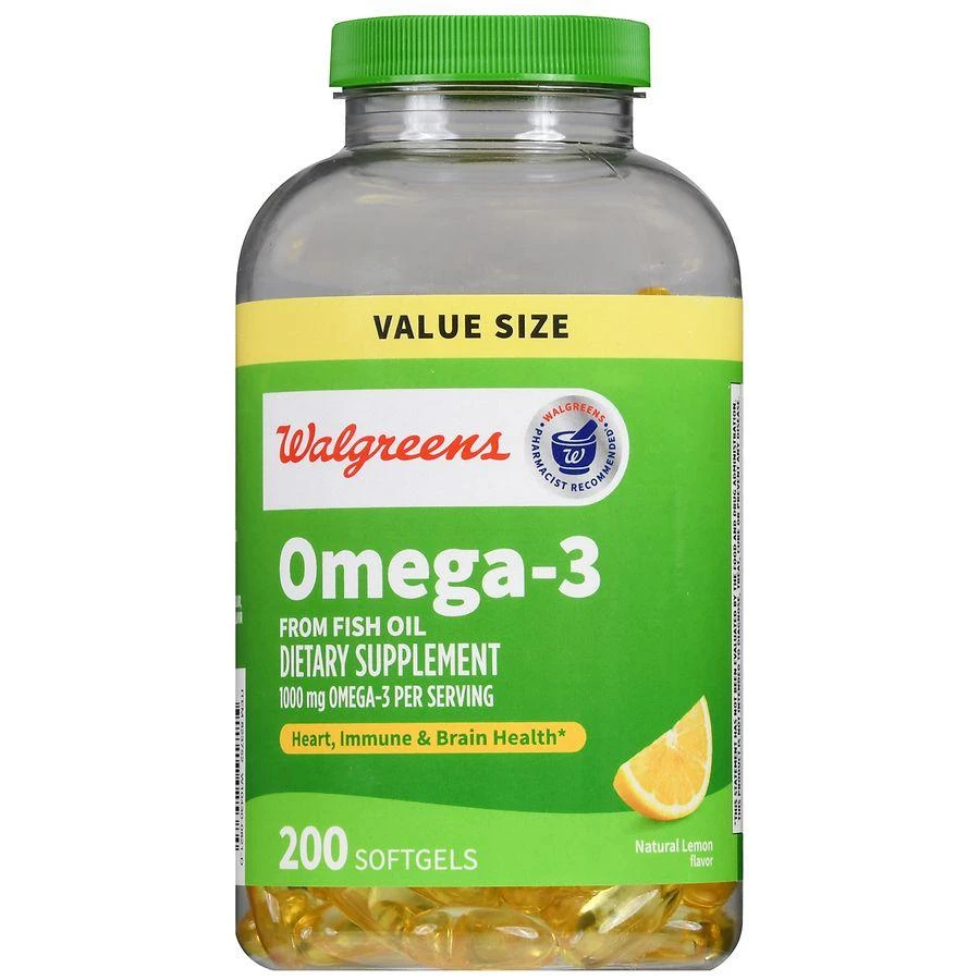 Walgreens Omega-3 1000 mg Softgels (200 days) Natural Lemon 2