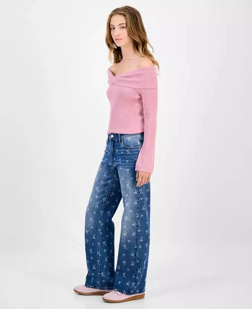 Tinseltown Juniors
Mid-Rise Bow-Print Baggy Jeans 3