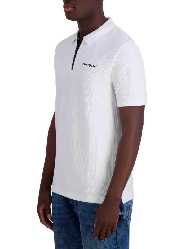 Karl Lagerfeld Paris Logo Ribbed Zip-Up Polo 3