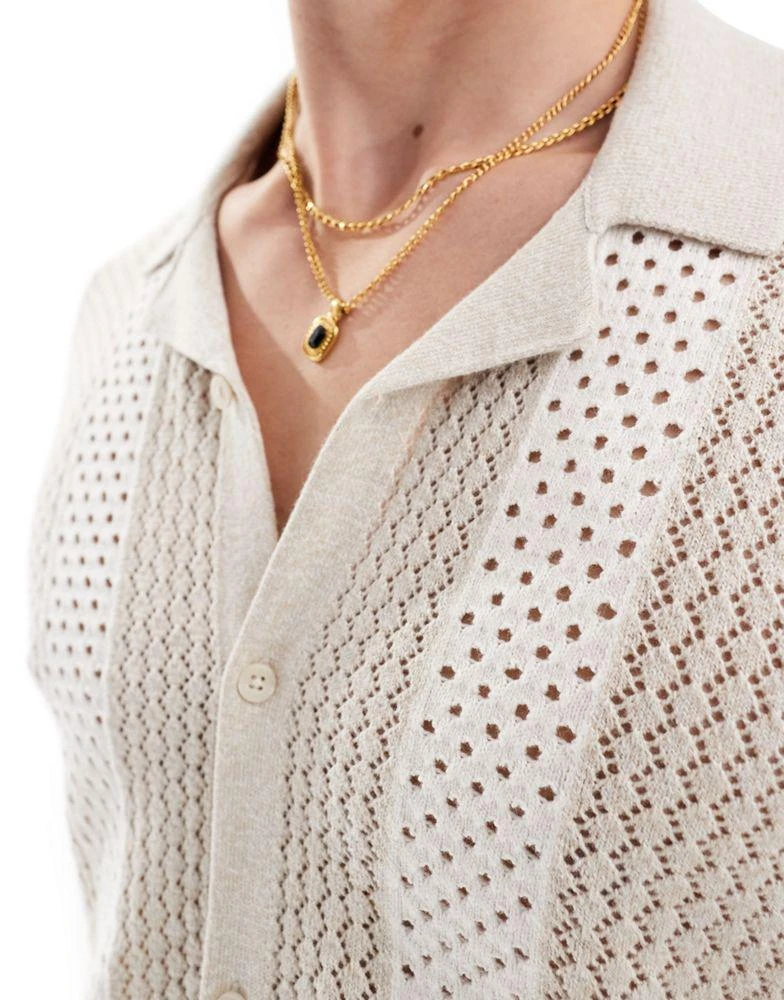 HOLLISTER Hollister button through knitted shirt in beige 2
