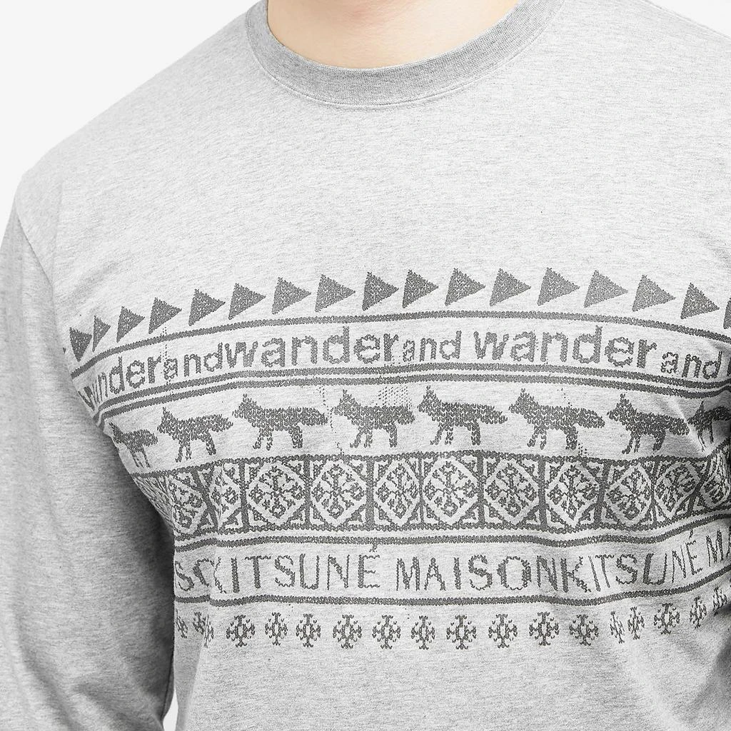 And Wander and wander x Maison Kitsune Long Sleeve Nordic Border T-Shirt 5