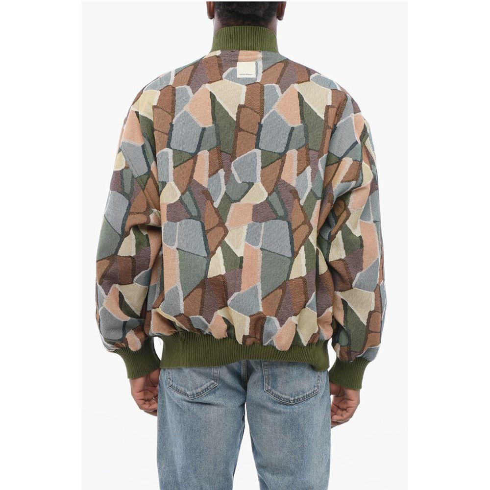Armani EMPORIO Sustainable Cotton Blend Bomber Jacket with Men's Geometri