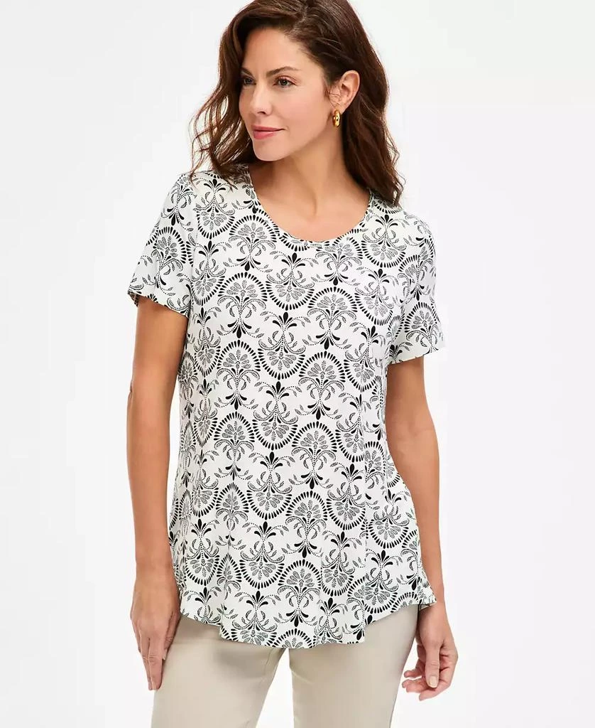 JM Collection Women
s Printed Scoop-Neck Short Sleeve Top Macy
s Exclusive