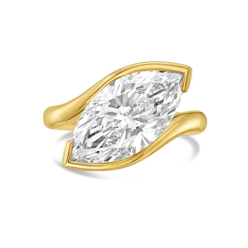 Diana M Jewels 14KT YELLOW GOLD LAB GROWN MARQUISE DIAMOND  FASHION RING WEIGHING 4.00 CTS TW
