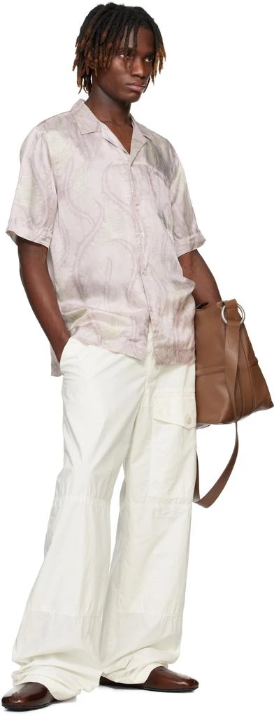 Dries Van Noten White Cotton Drawstring Cargo Pants 4
