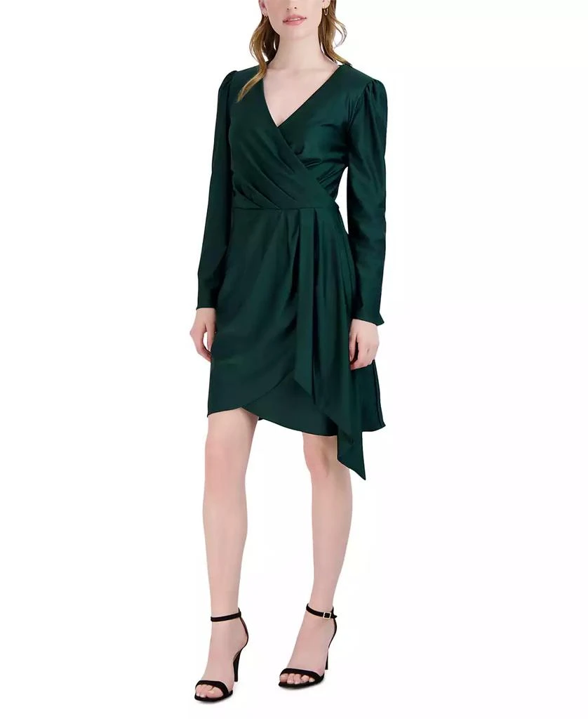 julia jordan Women's Pleated Faux-Wrap Long-Sleeve Dress 3