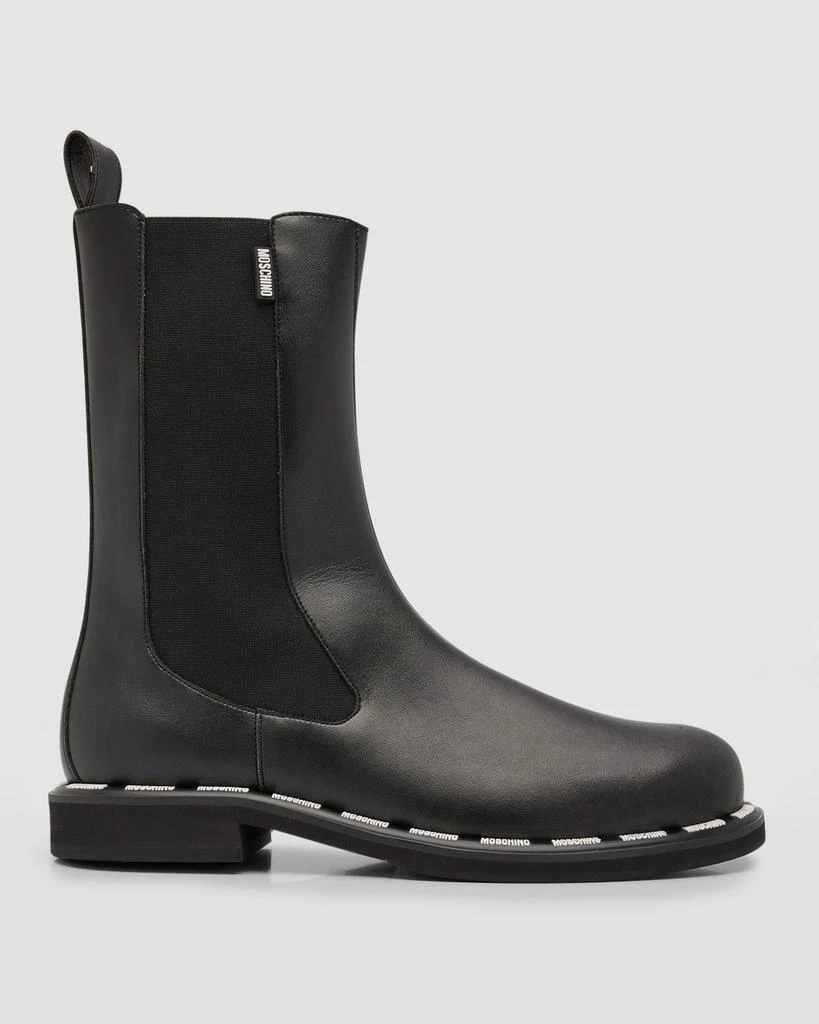 Moschino Men's Leather Label Pull-On Boots 1
