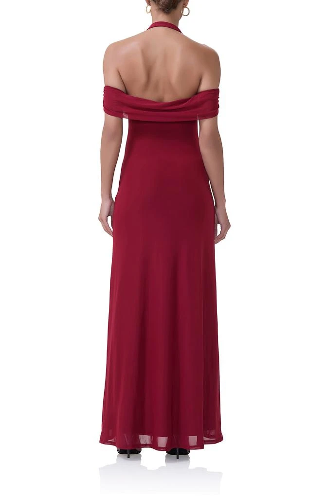 AFRM Yvonne Off the Shoulder Mesh Halter Maxi Dress 2