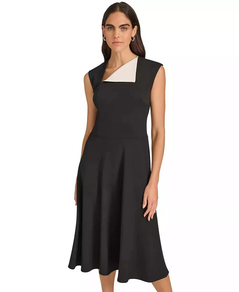 Calvin Klein Women's Colorblocked-Neck A-Line Midi Dress 3