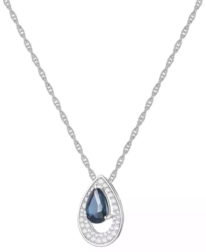 Macy
s Sapphire (7/8 ct. t.w.) 
Diamond (1/5 ct. t.w.) Pear Pendant 18" Necklace in 14k White Gold (Available in Ruby 
Emerald) 3