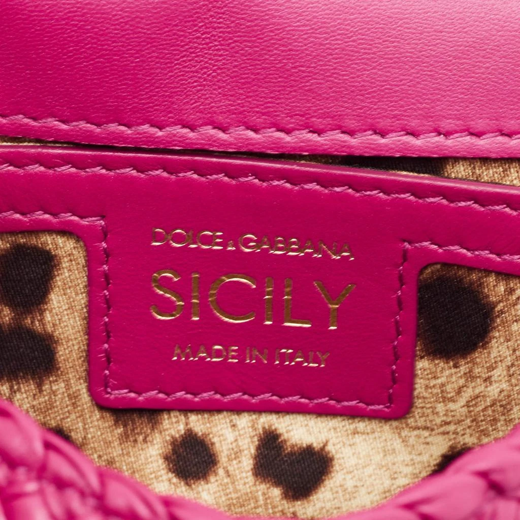 Dolce & Gabbana Dolce & Gabbana Fuchsia Leather Small Woven Sicily East West Top Handle Bag 8