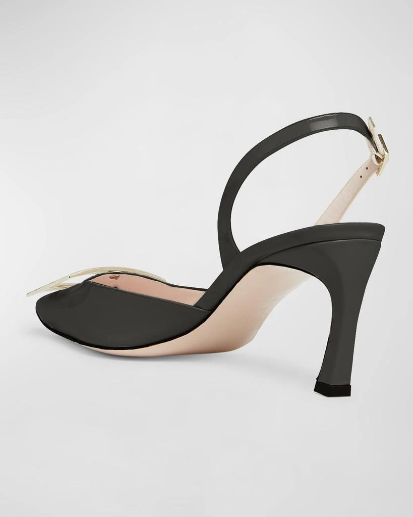 Roger Vivier Trompette Leather Buckle Slingback Pumps 3