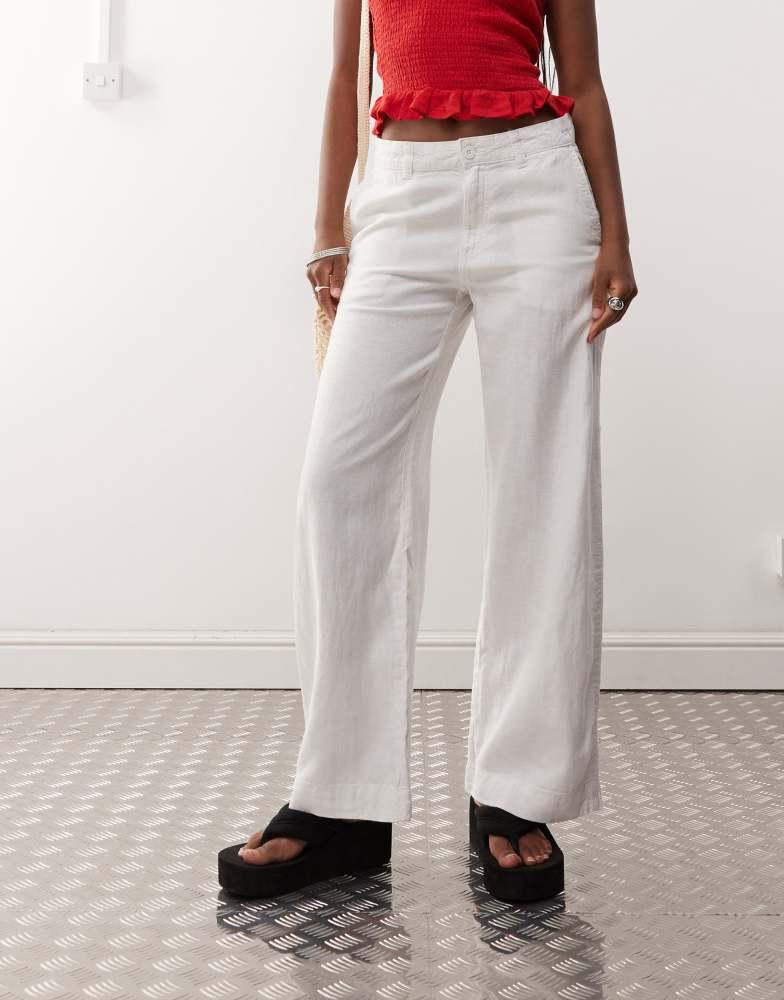Weekday Weekday loose carpenter linen blend trousers in white