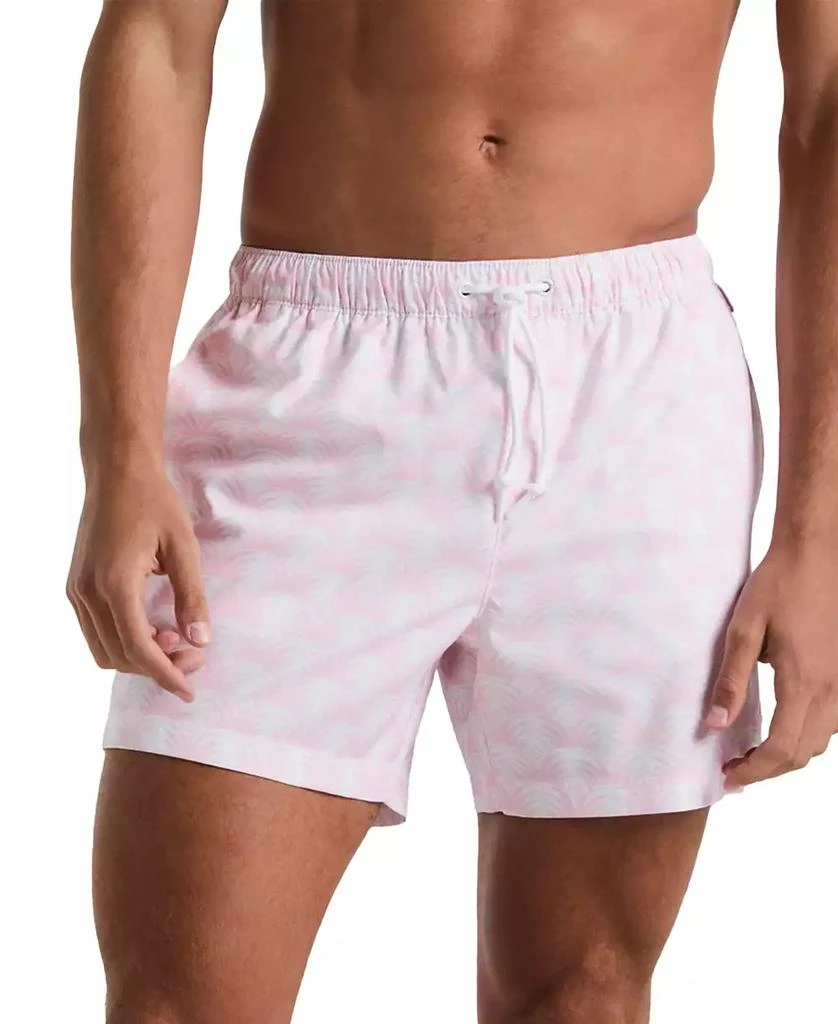 Original Penguin Men
s Slim Fit Geo Palm Print Drawstring 5" Swim Trunks 1