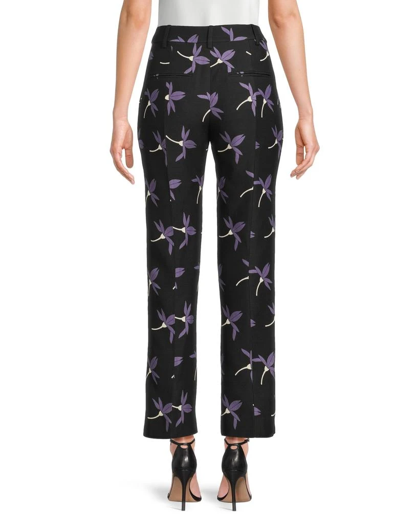 Valentino Flat-Front Wool-Blend Floral Pants 2
