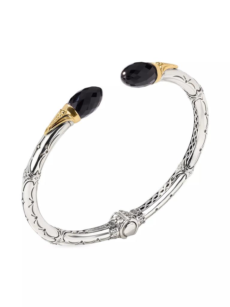 Konstantino Anthos Sterling Silver, 18K Yellow Gold & Black Onyx Cuff