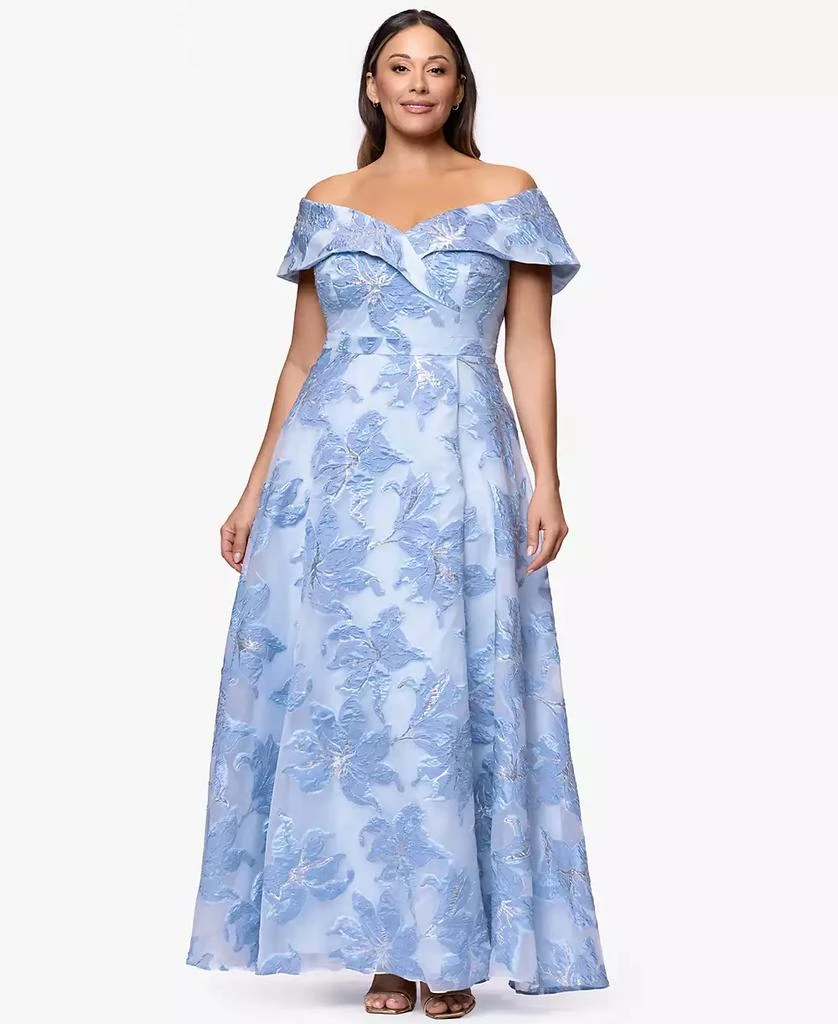 XSCAPE Women's Metallic Jacquard One-Shoulder Gown - Dresses & Skirts -  Free Shipping - BeyondStyle