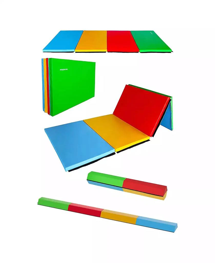 BalanceFrom Fitness All Purpose Mat with 8 Ft Balance Beam Gymnastic Set, Multi