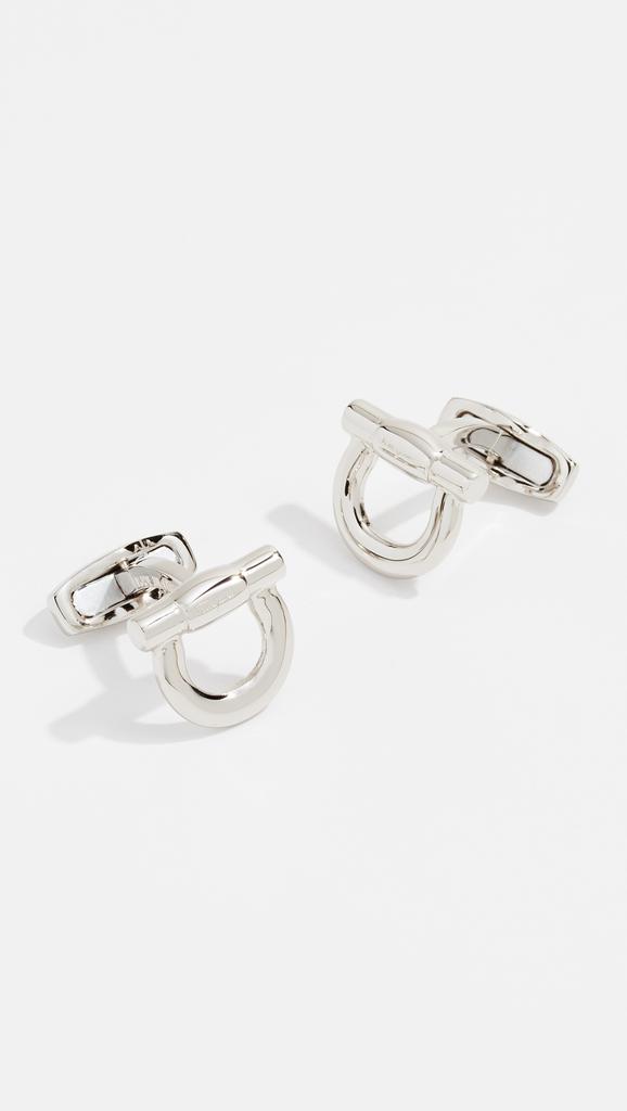Salvatore Ferragamo Silver Nickel Flip Gancio Cufflinks