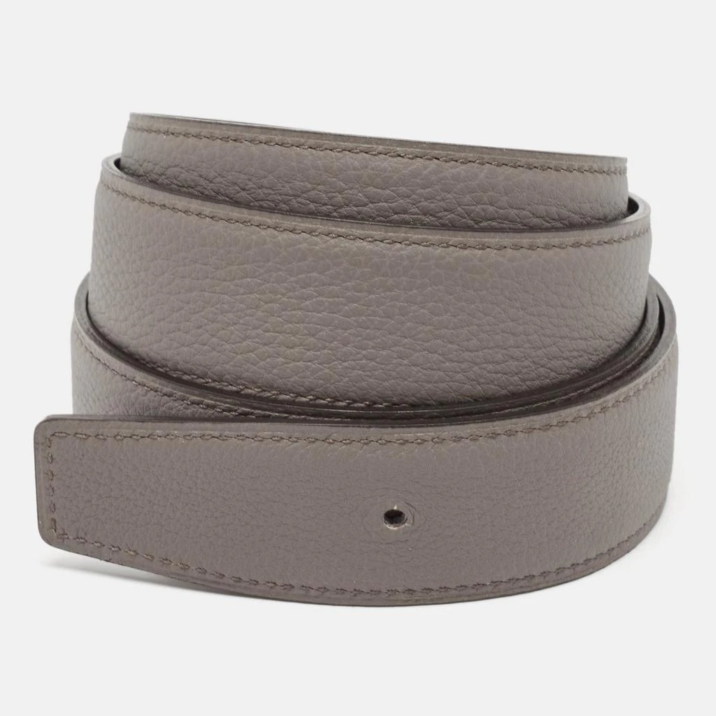 Hermes Hermes Gris Meyer/Noir Togo and Box Leather Reversible Belt Strap 90 CM 1