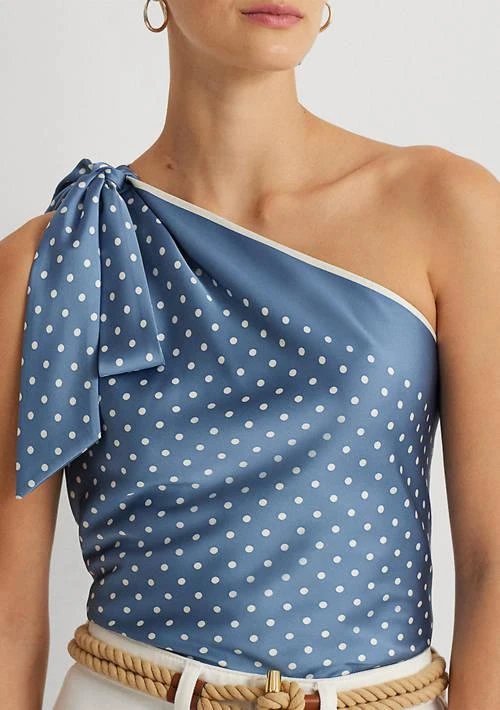 Ralph Lauren Ralph Lauren Polka Dot Charmeuse One Shoulder Blouse 3