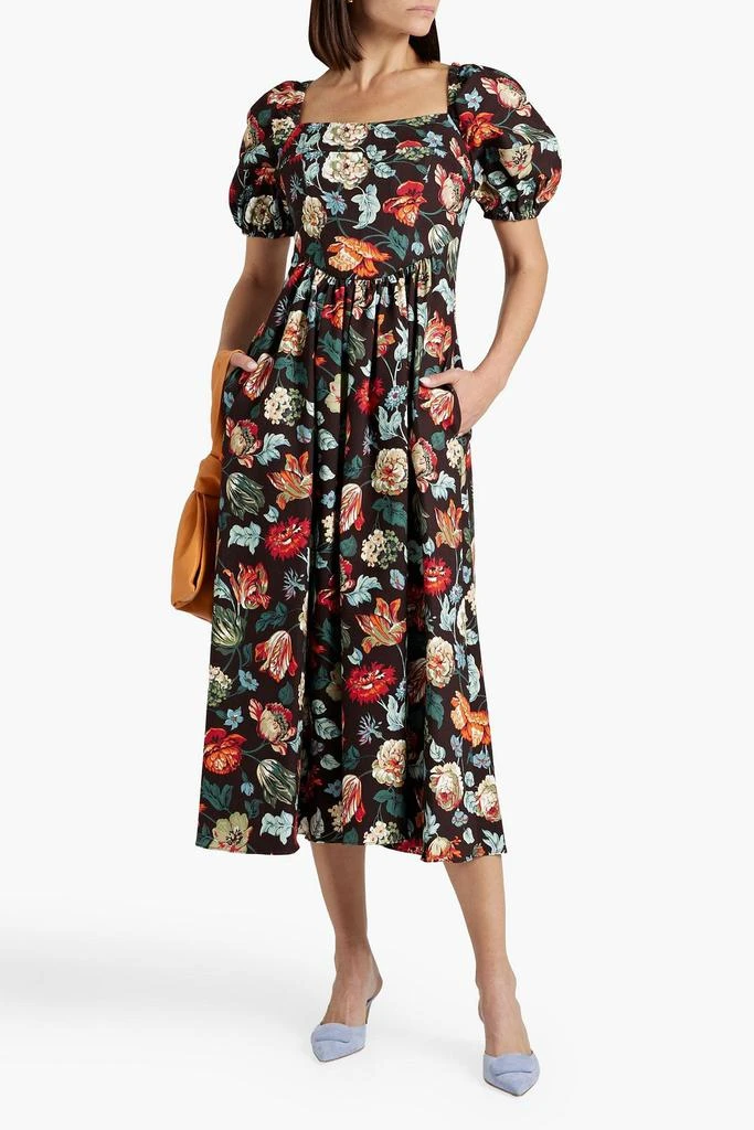 ROSETTA GETTY Floral-print cotton-twill midi dress 2