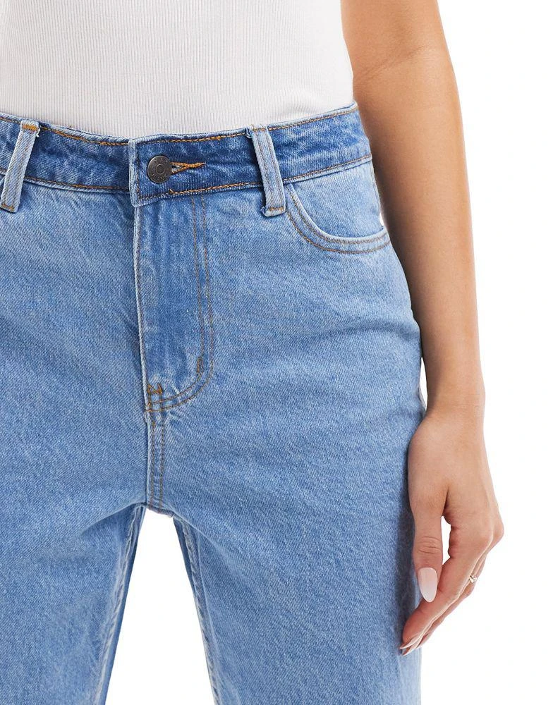Y.A.S. Y.A.S mixed denim spliced straight leg jeans in blue 4