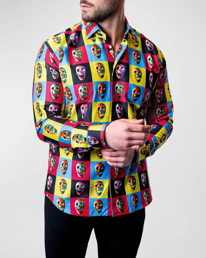 Maceoo Men's Fibonacci Skulls Dress Shirt 3