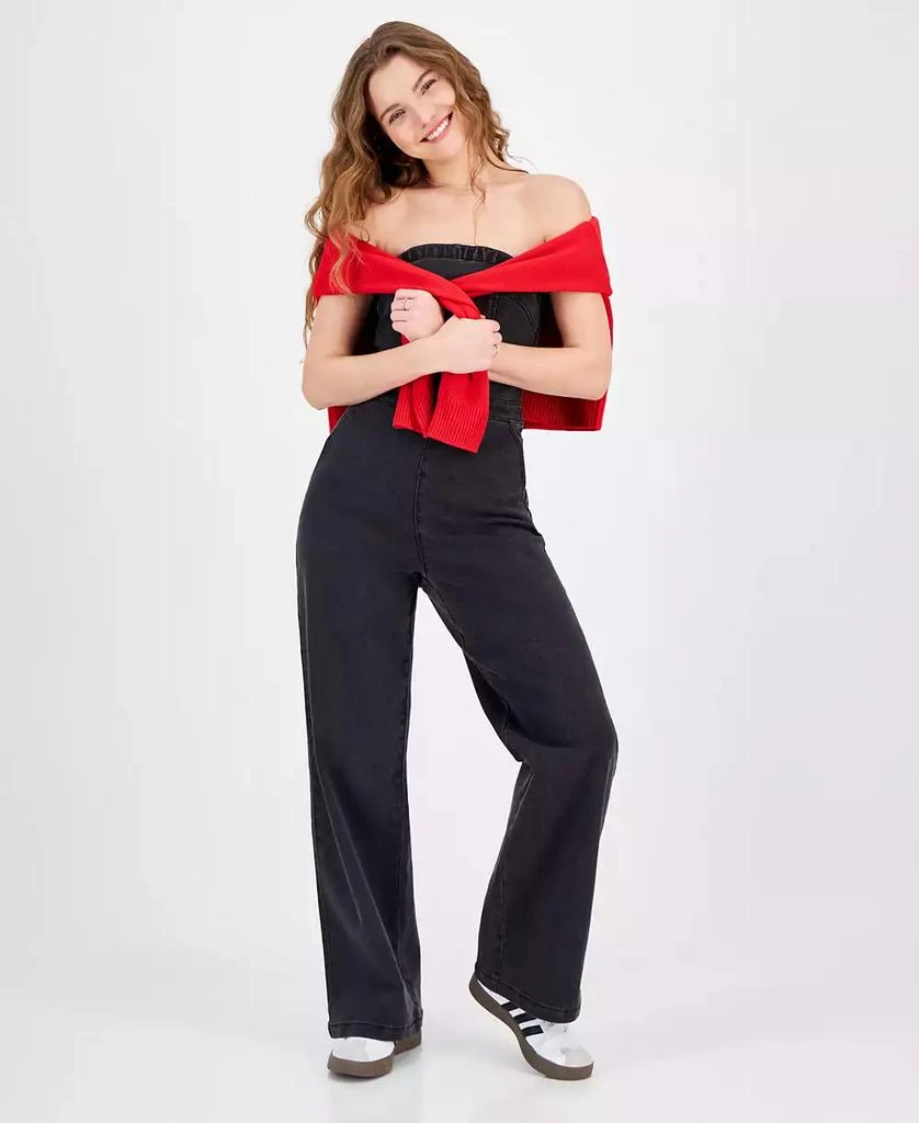 Tinseltown Juniors' Strapless Denim Jumpsuit 2