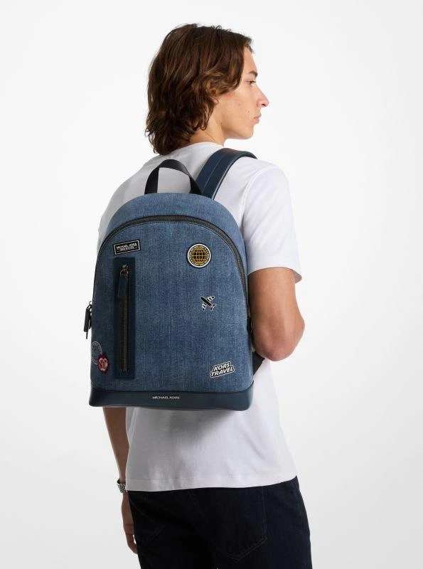 Michael Kors Cooper Slim Embellished Denim Commuter Backpack 4