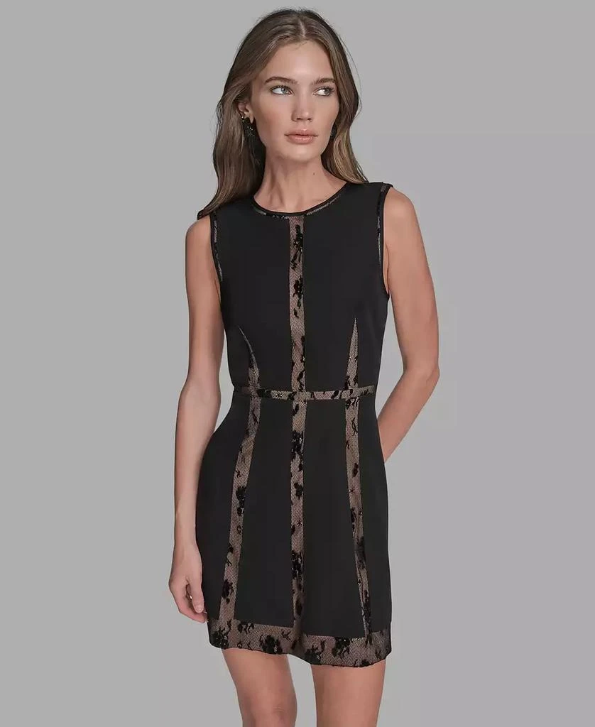 Bcbg Women's Archive Patchwork A-Line Lace Dress - Black Nude - 14 Bcbg Women's Archive Patchwork A-Line Lace Dress - Black Nude - 14