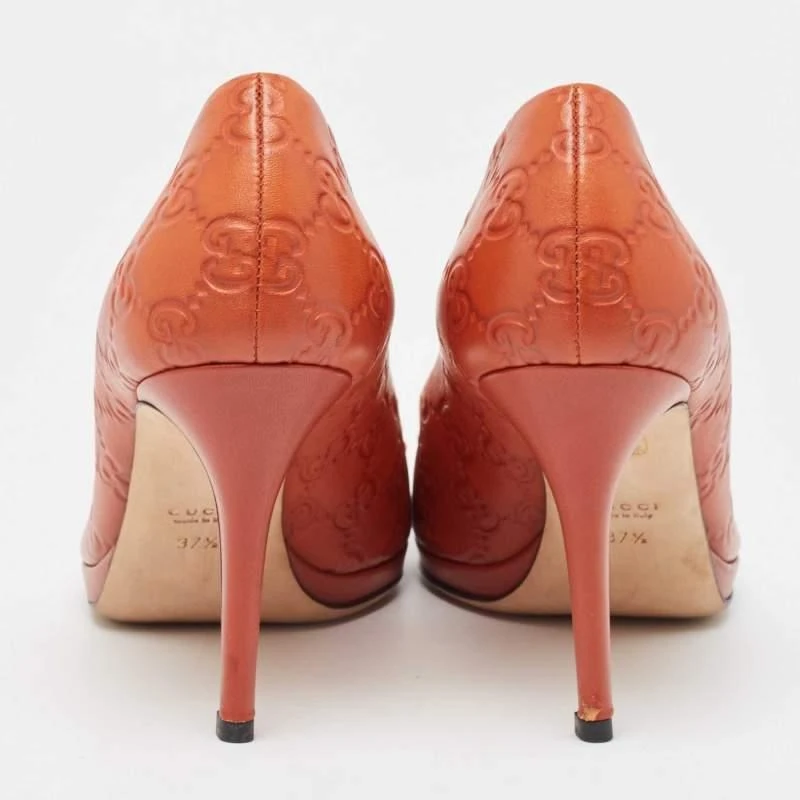 Gucci Gucci Brown Guccissima Leather Open Toe Pumps Size 37.5 5