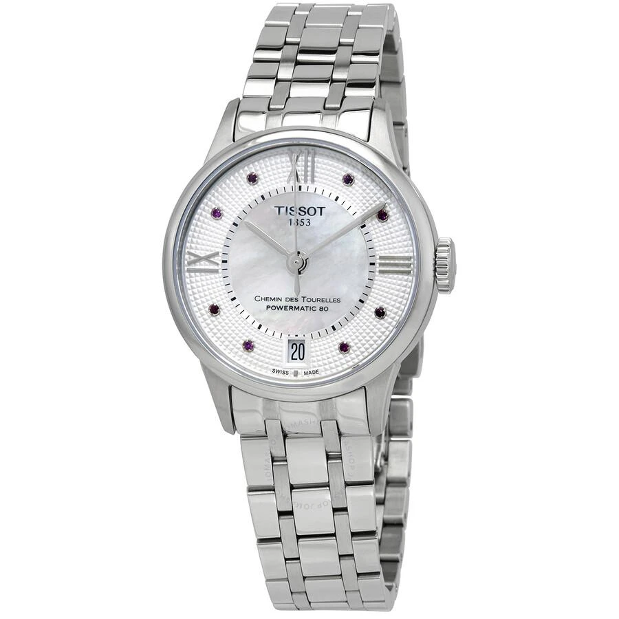 Tissot Chemin Des Tourelles White Mother of Pearl Rubies Dial Ladies Watch T099.207.11.113.00 1