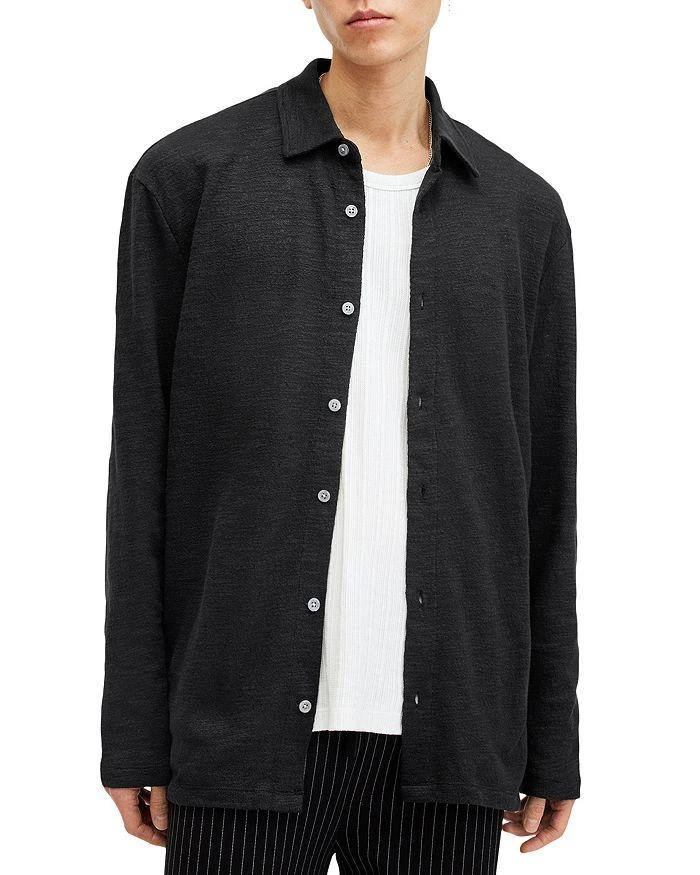 ALL SAINTS Foster Cotton Textured Oversized Fit Button Down Shirt 4