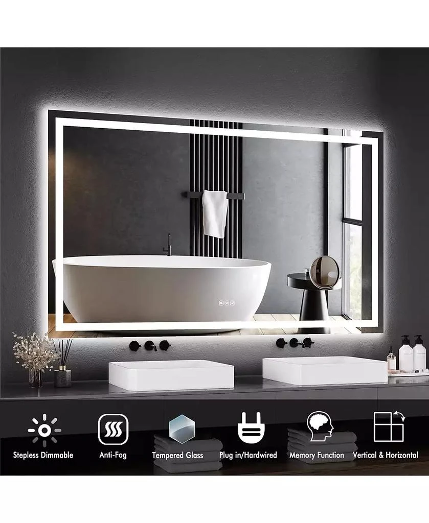 Homfan 60X36 LED Bathroom Vanity Mirror with Dimmable Dual Front 
Back Lights,  Memory Settings, Shatterproof Tempered Glass 4