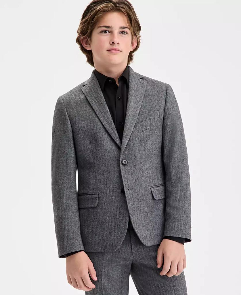 B By Brooks Brothers Boys 8-20 Gray Black Flannel Herringbone Classic Sport Coat