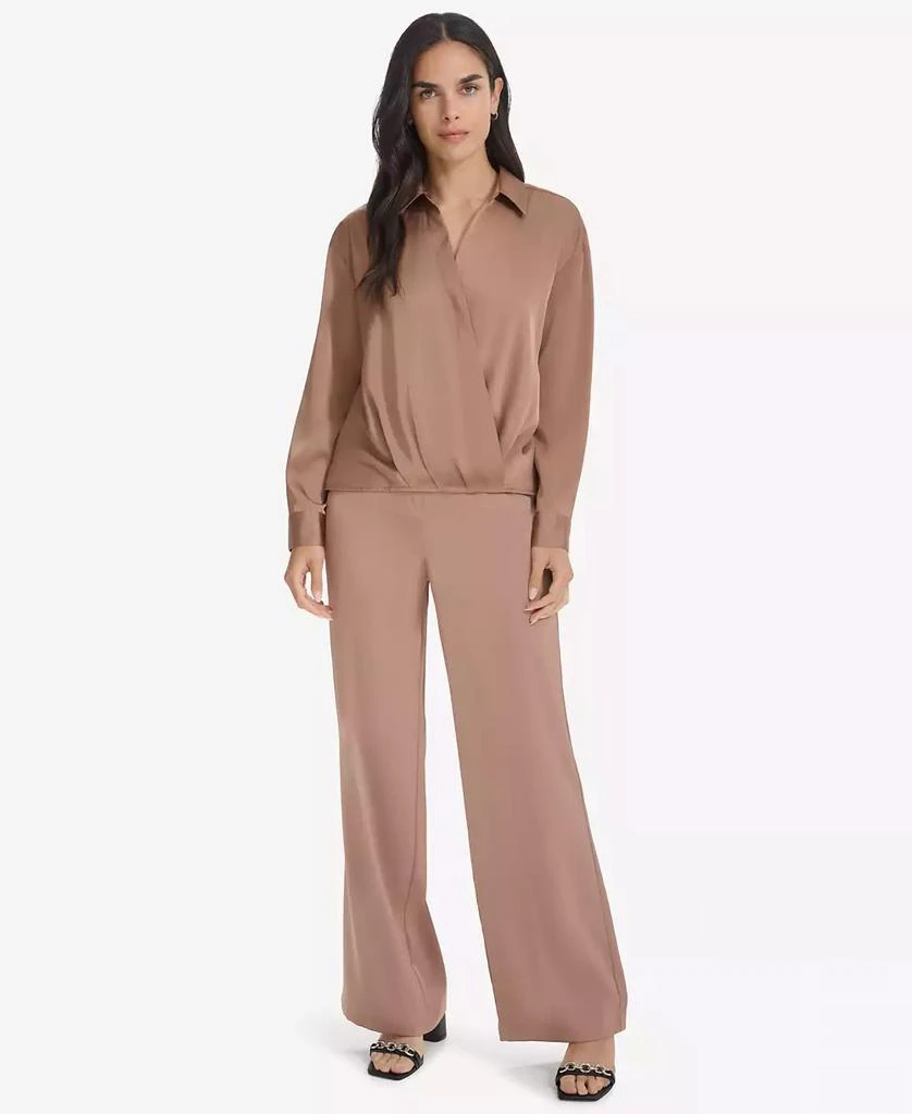 Calvin Klein Women's Elastic-Back Wide-Leg Pants 4
