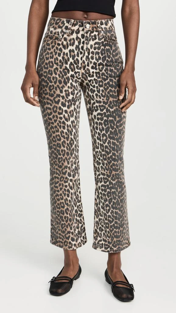 Ganni Print Denim Betzy Cropped Jeans 6