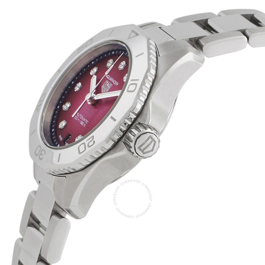 TAG Heuer Aquaracer Professional 200 Automatic Diamond Red Dial Ladies Watch WBP2414.BA0622