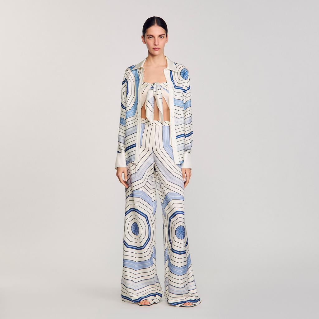 Sandro Spiral-motif wide-leg trousers