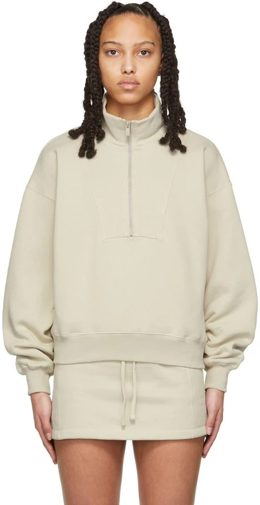 Fear of God ESSENTIALS Beige 1/2 Zip Pullover Sweatshirt 1