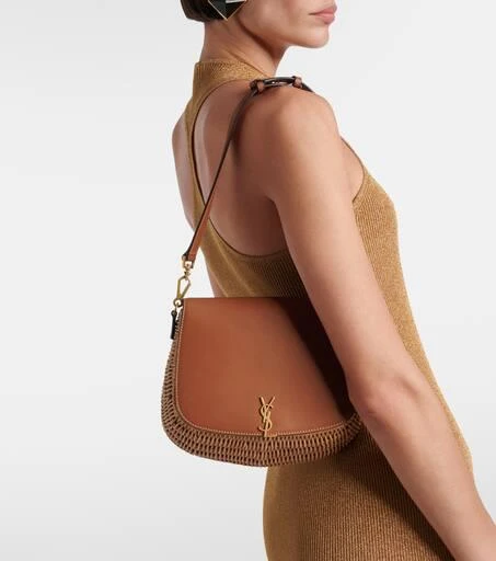 Yves Saint Laurent Voltaire leather and wicker tote bag 2