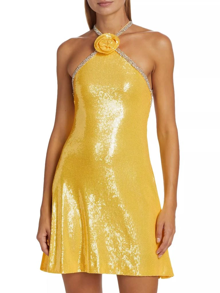 Naeem Khan Halter-Neck Sequin Rosette Minidress 3