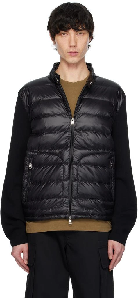 Moncler Black Padded Wool Zip-Up Down Jacket