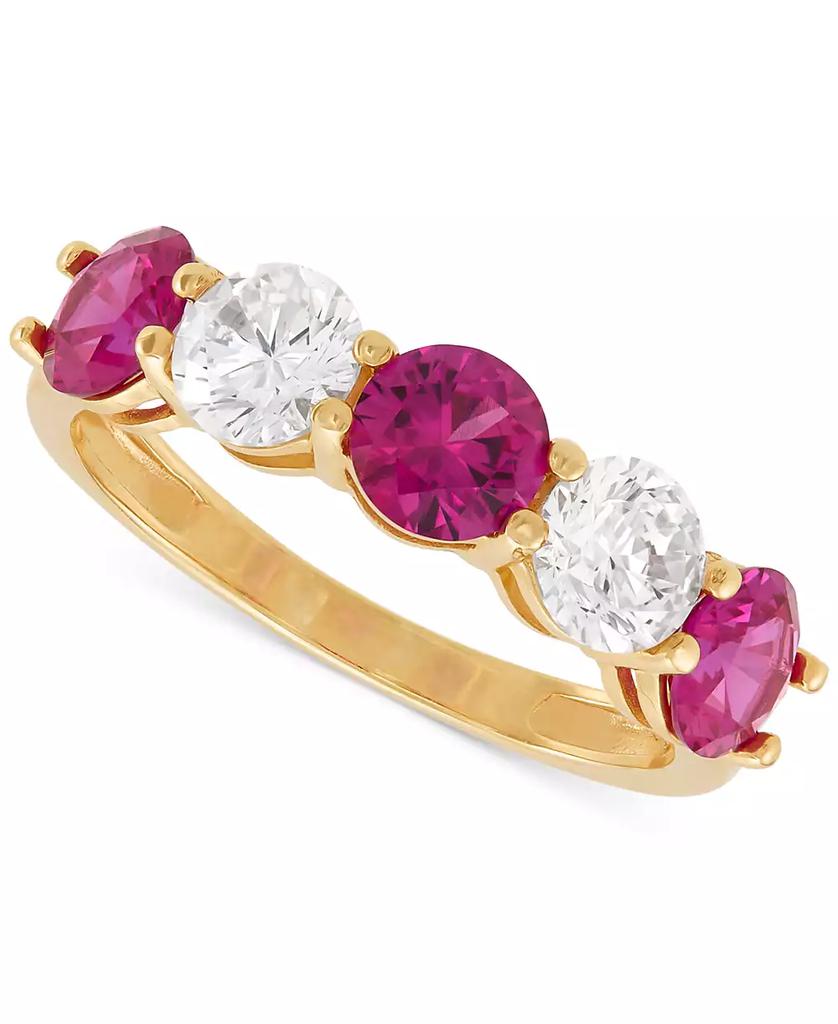 Grown With Love Lab Grown Emerald (1-1/3 ct. t.w.) & Lab Grown Diamond (1 ct. t.w.) Five Stone Ring in 14k Gold (Also in Lab Grown Ruby & Lab Grown Sapphire)