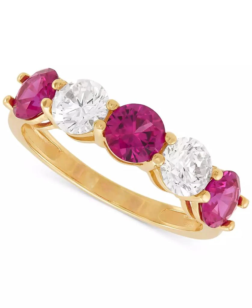 Grown With Love Lab Grown Emerald (1-1/3 ct. t.w.) & Lab Grown Diamond (1 ct. t.w.) Five Stone Ring in 14k Gold (Also in Lab Grown Ruby & Lab Grown Sapphire) 1